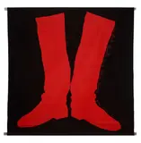 Jim Dine, Two Red Boots on a Black Ground, 1965, Collage in felt embroidered with the artist's name, title and date
