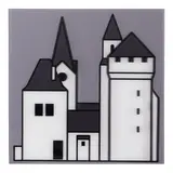 Julian Opie, Medieval Village 2, 2019, Inkjet in colors on acrylic lenticular mounted on acrylic