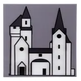 Julian Opie, Medieval Village 4, 2019, Inkjet in colors on acrylic lenticular mounted on acrylic