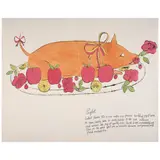 Andy Warhol, Piglet, from Wild Raspberries (Feldman & Schellmann IV.134A), 1959, Offset lithograph with hand-coloring on folded laid paper (as issued)