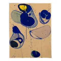 Blue Balls by Sam Francis, circa 1960, gouache on paper laid on Masonite, sold May 2025