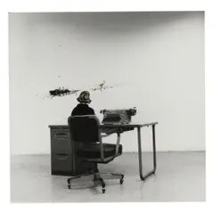 William Wegman, Watching Skier, 1975, ink on gelatin silver print laid on board