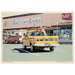 Ralph Goings, Gallen Kamp Ford, 1972, watercolor and graphite on paper