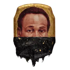 Titus Kaphar, Jerome X, 2014, oil, gold leaf and tar on canvas laid on panel