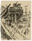 Lovis Corinth, Brandenburger Tor, Um 1920, Lithografische Kreide auf Velin