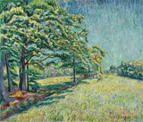Sommerlandschaft bei Kaiserswaldau by Theo von Brockhusen, 1917, Öl auf Leinwand, sold Dec 2017