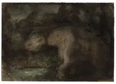 Alfred Kubin, Fabeltier, 1906, Kleisterfarbe auf Karton