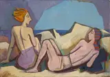 Zwei Frauen am Meer by Karl Hofer, 1947, Öl auf Leinwand, sold May 2011