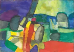 Maurice Estève, Ohne Titel, 1964, Aquarell über Kreide auf Papier (Wasserzeichen: AUSSEDAT ET CIE A ANNECY)