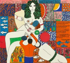 Dorothy Iannone, JE VEUX TE POSSÉDER MALGRÉ MES PRINCIPES, 1972, Acryl und Filzstift auf Leinwand