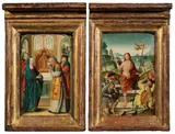 Schüler des Jan Baegert, Zwei Tafeln eines Christus-Altars: Darbringung im Tempel und Auferstehung Christi, Um 1520, Öl auf Eichenholz