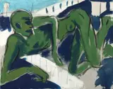 Rainer Fetting, Figur und Mauer, grün