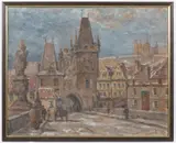 Alexandr J. Pelíšek, From the Charles Bridge, First third of 20th century, oil on cardboard