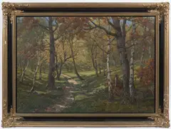 K. Peters, Path in a Forest, 20th century, oil on canvas