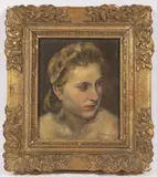 Vladimír Stříbrný, Portrait of a Girl, 1940s, oil on canvas on cardboard