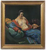 František Xaver Naske, Nude with a Fan, First half of 20th century, oil on canvas