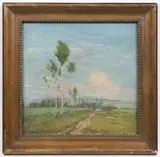 Alois Kalvoda, Landscape with Birches, Around 1905, oil on cardboard