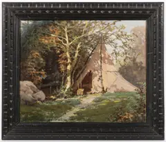 Leopold Beran, Landscape with Teepee, 1918, oil on canvas