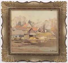 Václav Toman, Eš Village Near Pacov, 1945, oil on cardboard