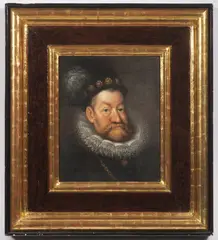 Portrait of Rudolf II. by Hans von Aachen, 20th century, oil on wood, sold Sep 2025
