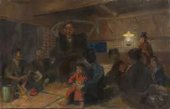 Entertainment in a Japanese House by Václav Fiala, 20th century, oil on canvas, sold Sep 2025