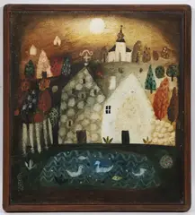 Renata Štolbová, Village in Šumava, 1998, oil on canvas