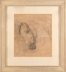 Quido Mánes, Head of a Horse, pencil, paper