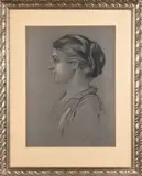 Jan Dědina, Profile of a Girl, 1927, charcoal, pastel, paper