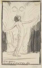 Jan Konůpek, Five Ex Libris Designs, First half of 20th century, pencil, paper
