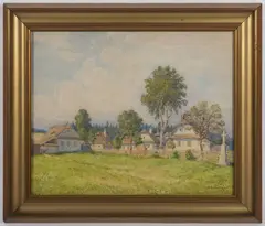 Jindřich Bubeníček, Village Houses, 1926, watercolour, paper