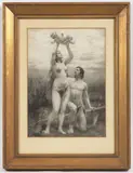 Emil Holárek, The Birth of Cain, Around 1910, pencil, charcoal, paper