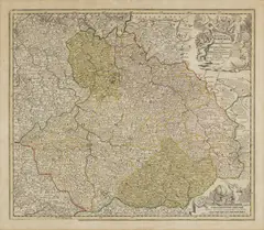 Michael Kauffer, Map of Kingdom of Bohemia, 18th century, copper engraving, paper
