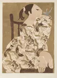 Alena Antonová, Girl with a Bird, Before 2015, lithography, paper
