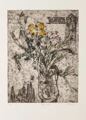 Alena Antonová, Two Still Lifes with Flowers, Around 2005, etching, paper