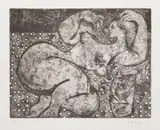 Alena Antonová, Nude with Flowers, Around 2000, etching, paper