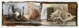 Jan Stussy, 3 Separate Objects, c. 1957, Casein and mixed media on paper