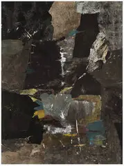 Paul Horiuchi, Earth Substance, 1963, Ink and paper collage on canvas