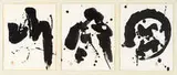 Sueo Serisawa, Quest for the Eternal Mountain (Idyllwild series), 1983, Sumi ink on paper triptych
