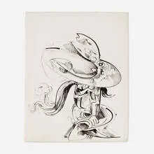 Kurt Seligmann, Untitled (Surrealist Study), 1952, ink on paper