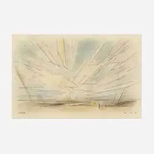 Study in the Sky by Lyonel Feininger, 1950, watercolor and charcoal on paper, sold Jun 2022