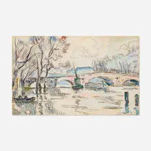 Paul Signac, Paris, le Pont Royal, c. 1925, graphite, watercolor and gouache on laid Van Gelder Zonen