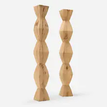 Modern, Monumental columns, pair, c. 1950, carved wood