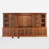 Thomas Moser, Custom library cabinet, walnut, glass, enameled and patinated steel, casters