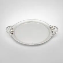 Hamilton, Danish-influenced round serving tray, sterling silver