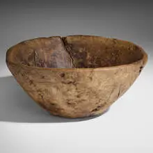 Primitive Antique, Bowl, burlwood, painted steel