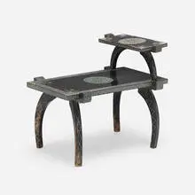 Two-tier occasional table by Ettore Zaccari, carved and lacquered wood, sold May 2025