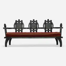Settee by Ettore Zaccari, carved and lacquered wood, upholstery, sold May 2025