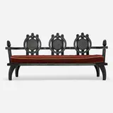 Ettore Zaccari, Settee, carved and lacquered wood, upholstery
