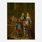 attribution Johann Georg Platzer, Royal Family, oil on wood panel