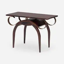 Eugène Printz, Occasional table, c. 1935, lacquered wood, oxidized steel